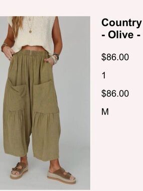 Three Bird Nest Olive Wide Leg Pants